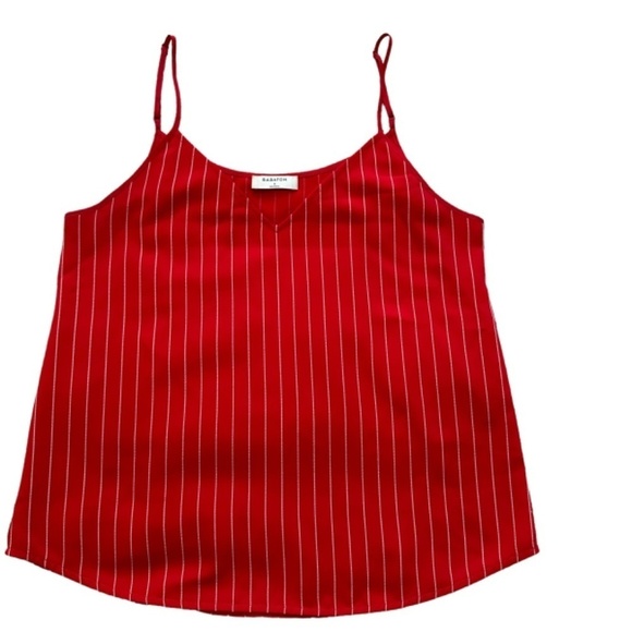 Babaton Aritzia Women's S Red Pinstriped V-Neck Sleeveless Tank Top Blouse Y2K - Picture 10 of 13